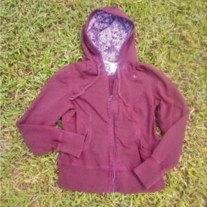 ATHLETIC WORK BROWN ZIP UP HOODIE SMALL WOMENS